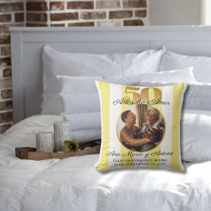 Spanish 50th Wedding Anniversary Couples Gift Cushion