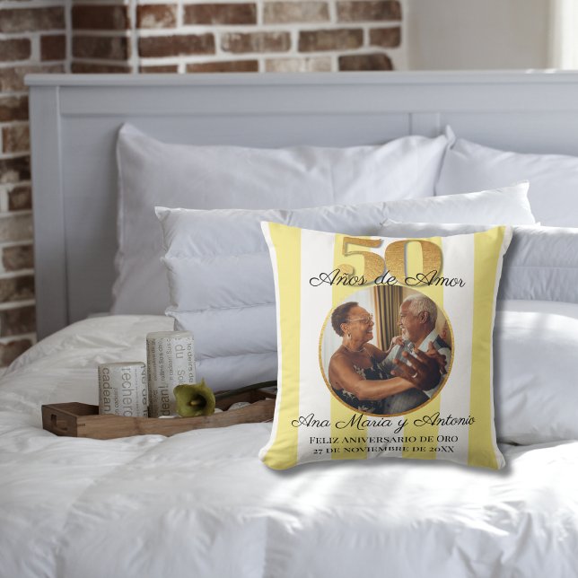 Spanish 50th Wedding Anniversary Couples Gift Cushion (Creator Uploaded)