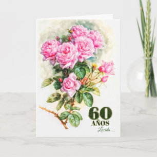 Spanish 60th Birthday Vintage Rose Garden Name Card