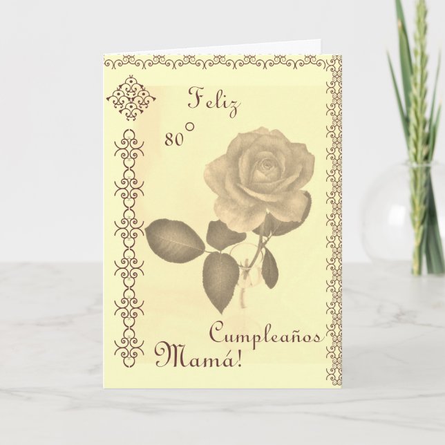 Spanish: 80 Cumples- Mamá / Mum's 80th birthday Card (Front)
