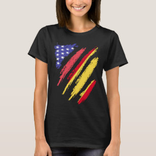 Spanish American Patriot Grown Heart Flag Stripes T-Shirt