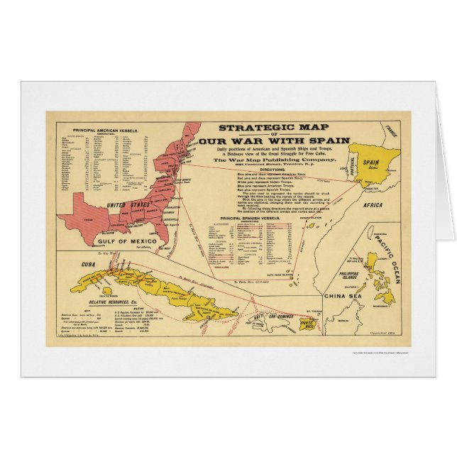 Spanish American War Map 1898 (Front Horizontal)