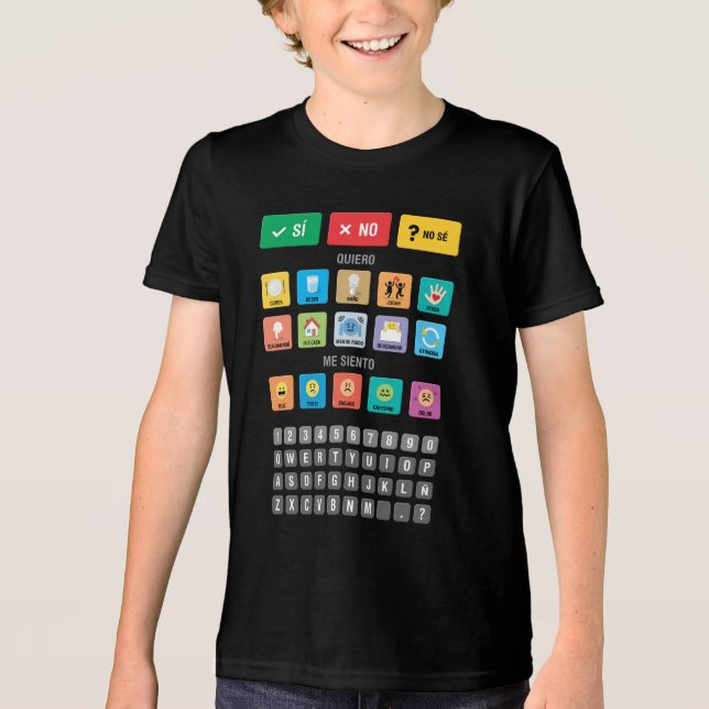 Spanish Autism AAC PECS Pointing Communication 03 Tri-Blend Shirt (Front)