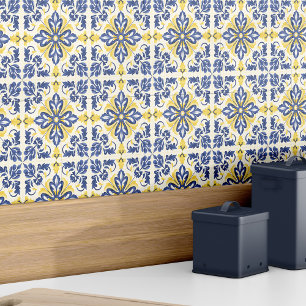 Spanish Azulejo Modern Elegant Blue Yellow Tile