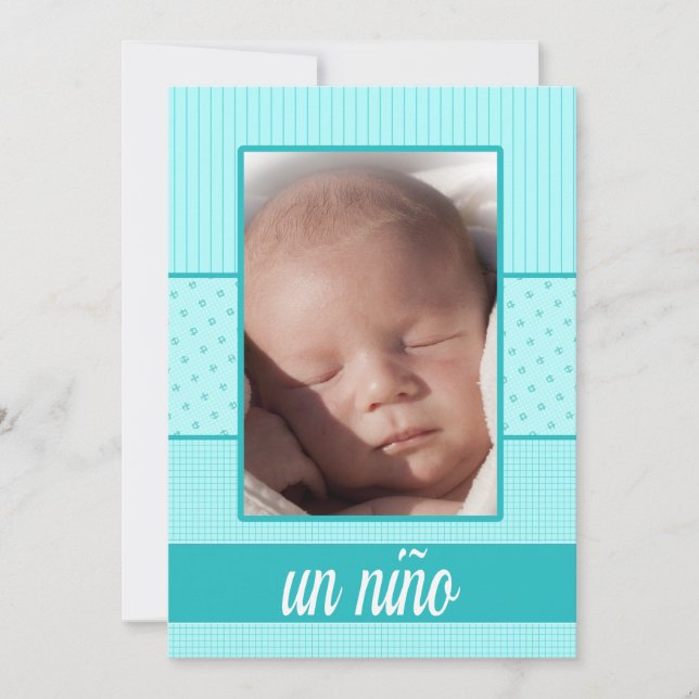 spanish Baby Boy Birth Announcement (Front)