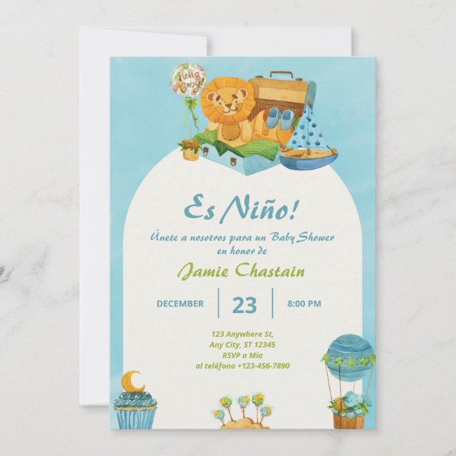 Spanish Baby Boy Shower Invitation (Front)