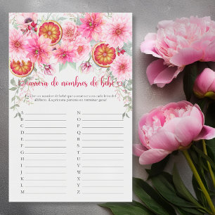 Spanish Baby Name Race Pink Baby Shower Game