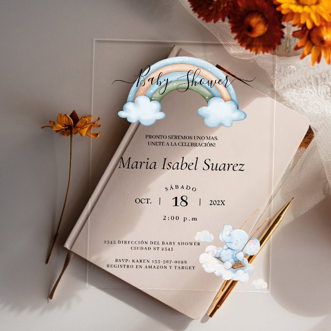 Spanish Baby Shower Peanut Gender Neutral  Acrylic Invitations (Spanish Baby Shower Peanut Gender Neutral Acrylic Invitations)