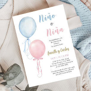 Spanish Balloons Gender Reveal Invitation