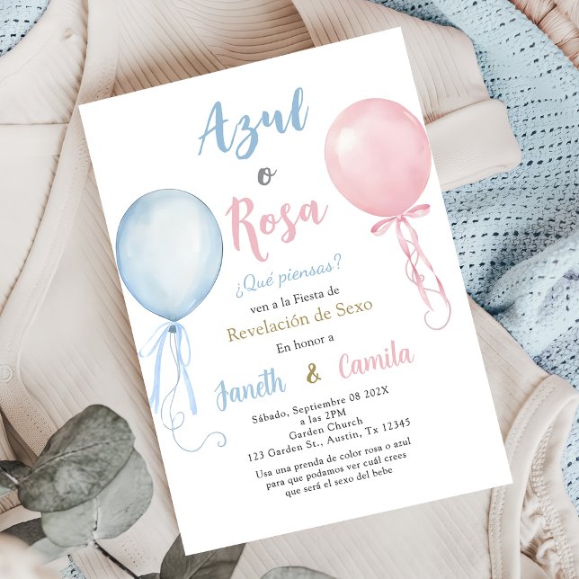 Spanish Balloons Gender Reveal Invitation (Creator Uploaded)