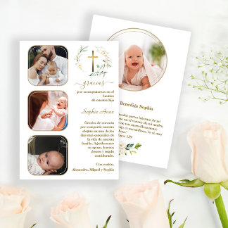 Spanish Baptism Bautizo Tarjeta de Agradecimiento Thank You Card