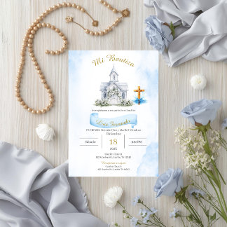 Spanish Baptism Boy Invitation