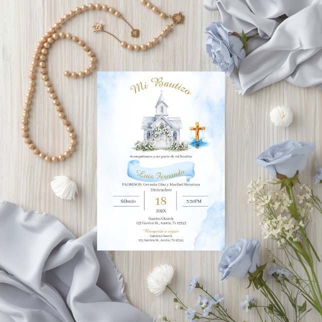 Spanish Baptism Boy Invitation (Creator Uploaded)