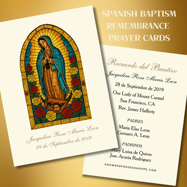 SPANISH BAPTISM RECUERDO BAUTIZO RELIGIOUS PRAYER  BUSINESS CARD (Creator Uploaded)