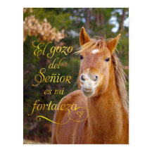 Spanish Bible Verse Smiling Horse Poster
