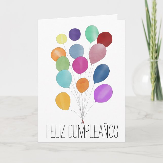 Spanish Birthday bunch of balloons Card (Front)