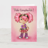 Spanish Birthday Card - Cute Rock Chick - Feliz Co