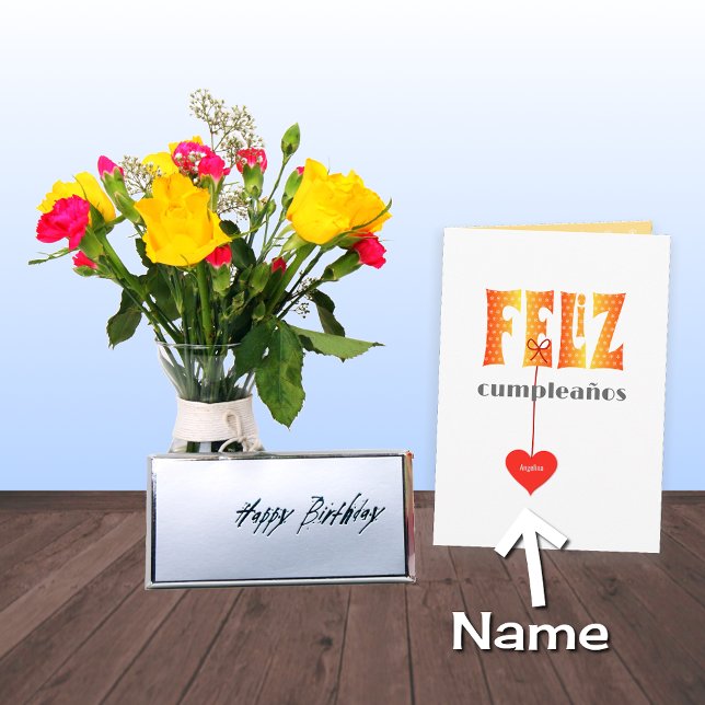 Spanish Birthday Personalised name FELIZ Card (Creator Uploaded)