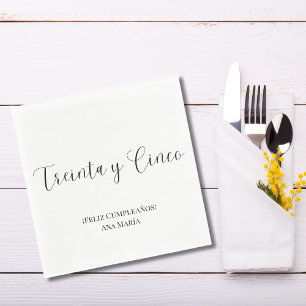 Spanish Black & White Minimalist 35th Birthday Napkin