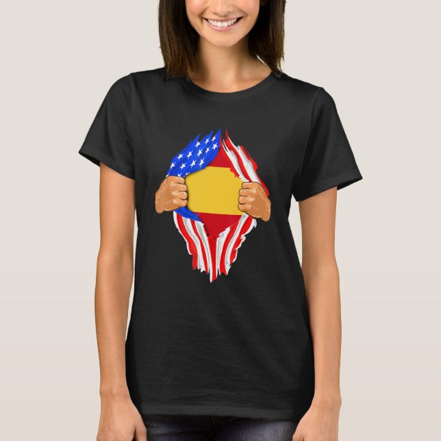 Spanish Blood Inside Me Spain Flag T-Shirt (Front)