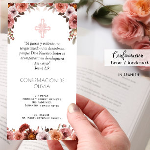 Spanish, Blush Pink Confirmation Bookmark Favour Thank You Card