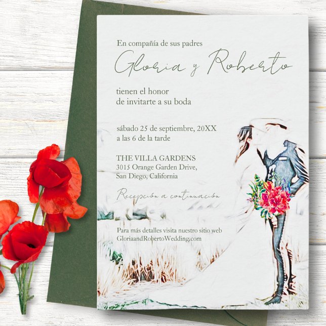 Spanish, Boda Charro y Novia Rustic Wedding Invitation (Creator Uploaded)