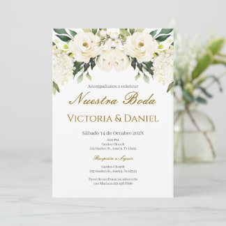 Spanish Boho Floral Wedding Invitation