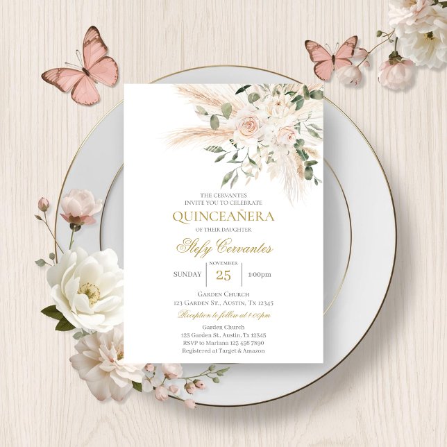 Spanish Boho Quinceanera Invitation (Creator Uploaded)