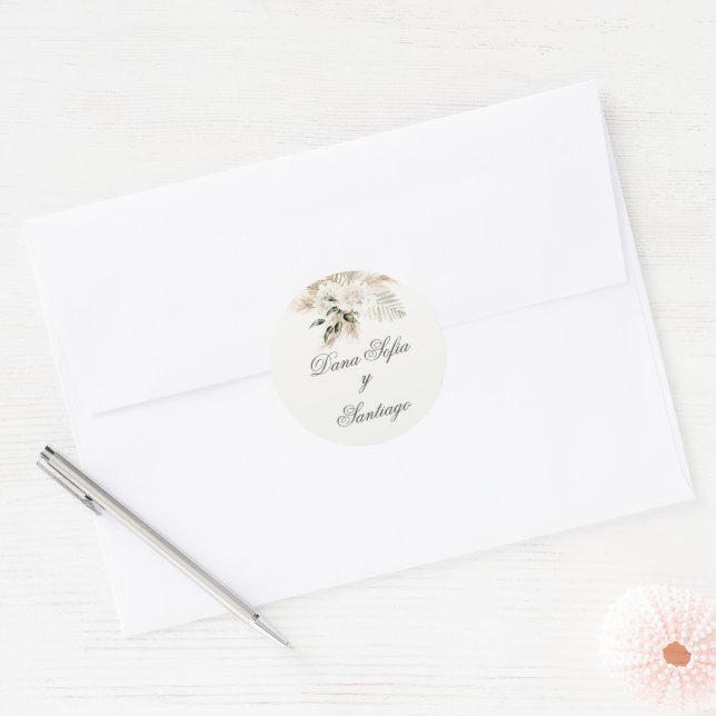 Spanish Boho Wedding Classic Round Sticker (Envelope)