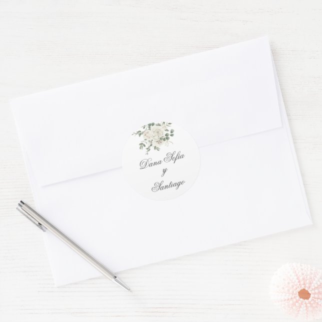 Spanish Boho Wedding Classic Round Sticker (Envelope)