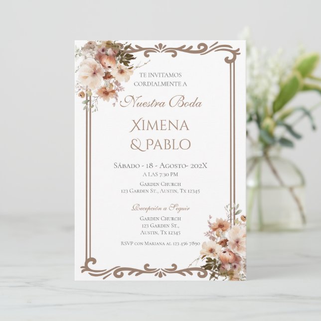 Spanish Boho Wedding Invitation (Standing Front)