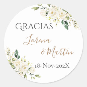 Spanish Boho Wedding round sticker 