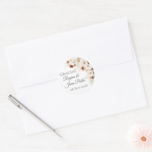 Spanish Boho Wedding round sticker 