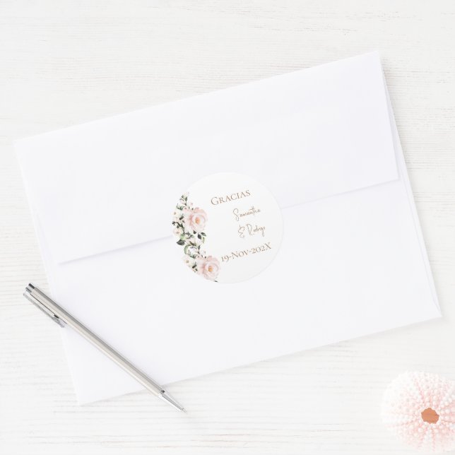Spanish Boho Wedding round sticker  (Envelope)