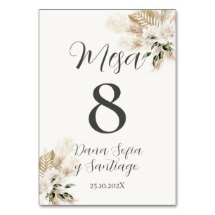 Spanish Boho Wedding Table Number