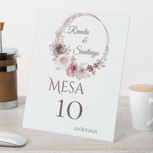 Spanish Boho Wedding Table Number Pedestal Sign