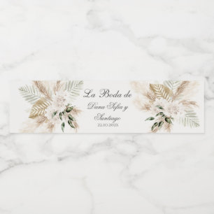 Spanish Boho Wedding Water Bottle Label