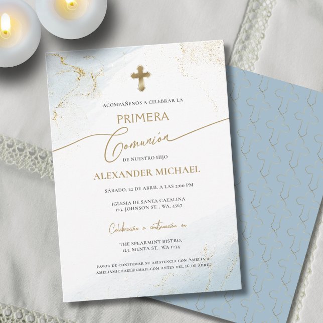Spanish Boy First Holy Communion Primera Comunion  Invitation (Creator Uploaded)