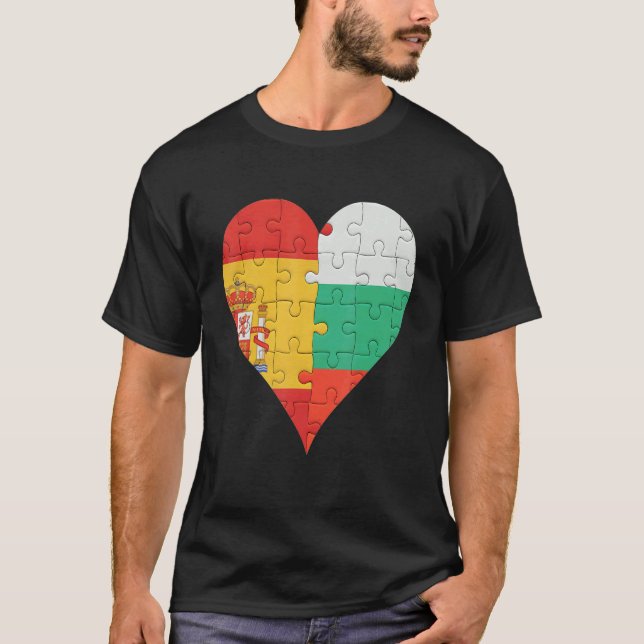 Spanish Bulgarian Flag Heart T-Shirt (Front)