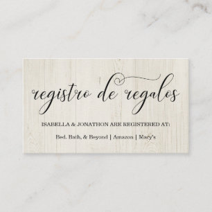 Spanish Calligraphy Registry Enclosure Card