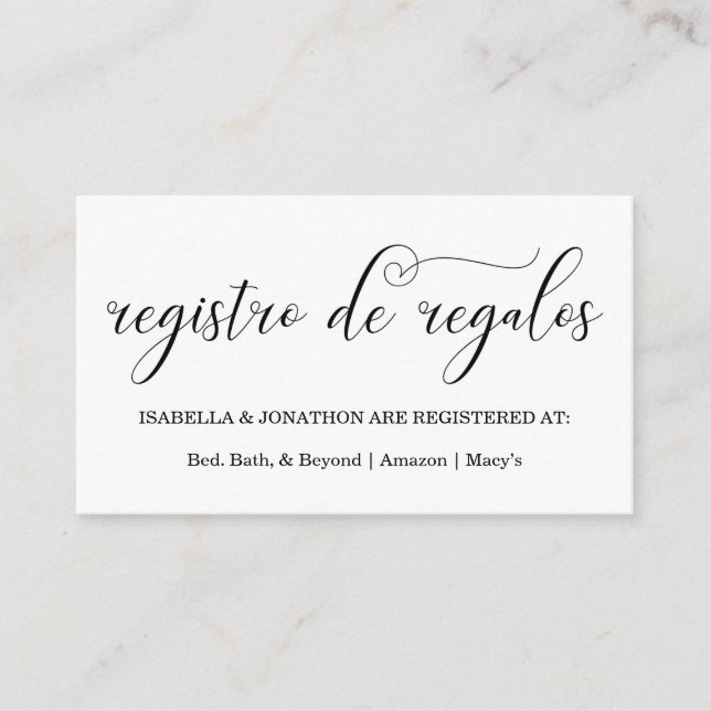 Spanish Calligraphy Registry Enclosure Card (Front)