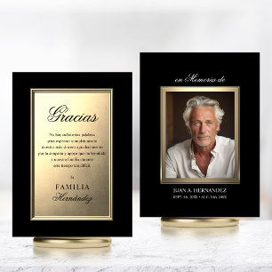 SPANISH Carta para funeral   Gold PHOTO Thank You Card