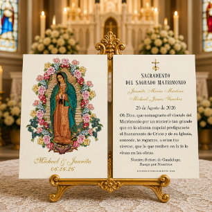 Spanish Catholic Guadalupe Wedding Holy Card