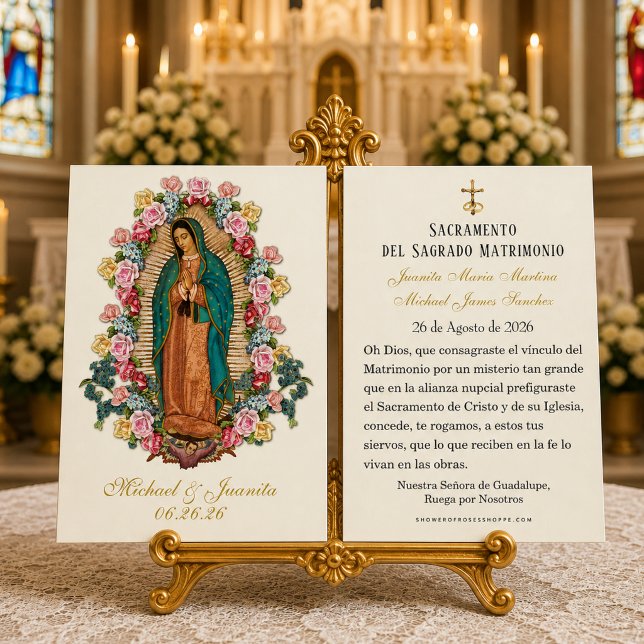 Spanish Catholic Guadalupe Wedding Holy Card (Creator Uploaded)