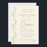 Spanish Champagne Twins Quince Skater Butterfly Invitation<br><div class="desc">Spanish invitation. Elegant, simple and classy invitation for a 15th Birthday party or "Fiesta de Quince Años" for your twin son and daughter on champagne background with darker champagne typography and on the back background a skater's silhouette for to represent him and a butterfly to represent her. This invitation is...</div>