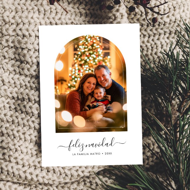 Spanish Christmas Arch Photo Feliz Navidad Holiday Card (Creator Uploaded)