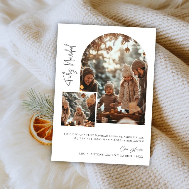 Spanish Christmas Feliz Navidad Arch Photo Holiday Card (Creator Uploaded)