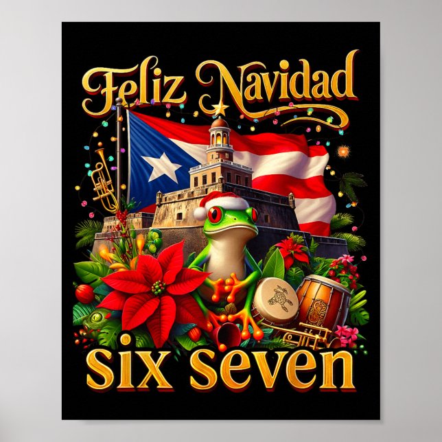 Spanish Christmas Funny Puerto Rico Boricua Coqui  Poster (Front)