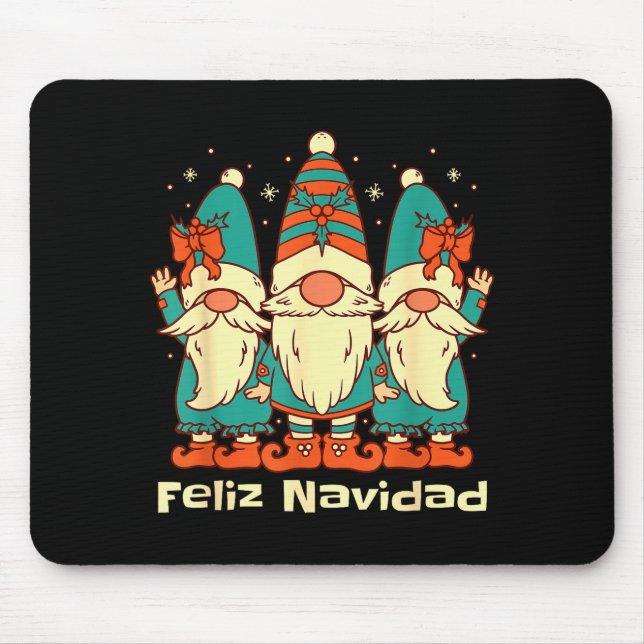 Spanish Christmas Gnomes Feliz Navidad  Mouse Pad (Front)