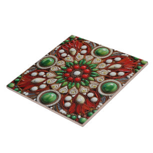 Spanish Christmas Star Hand-paint Terracotta No 2 Tile